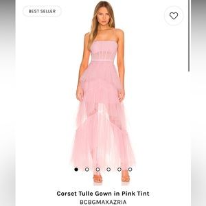 BCBGMAXAZRIA Corset Tulle Gown in Pink Tint (BCBG Pink Formal Dress)